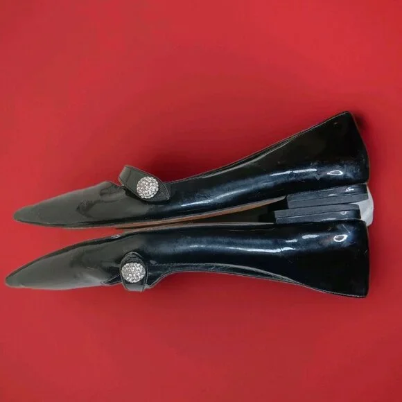 ANN TAYLOR Patent Leather MARY JANE Black FLATS Sz 8.5 M - Picture 6 of 15